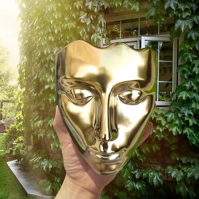 Face Vase,Ceramic Female Form Vase,Modern Sculpture Planter Pot,Human Face Dried Flower Shaped Vase,Wall Hanging Plant Pot for Home Decor Centerpieces, Office or Outdoor Hanging Decor Gold by GreenHaven Gardens