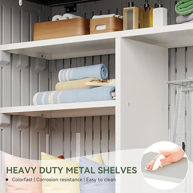Aoxun Outdoor Resin Storage Shed with Metal Shelving Kit & Floor, 64 Cu.Ft Vertical Waterproof Storage Cabinet for Garage, Pool, Bike, Garden Tools, Patio Furniture (White) by GreenHaven Gardens