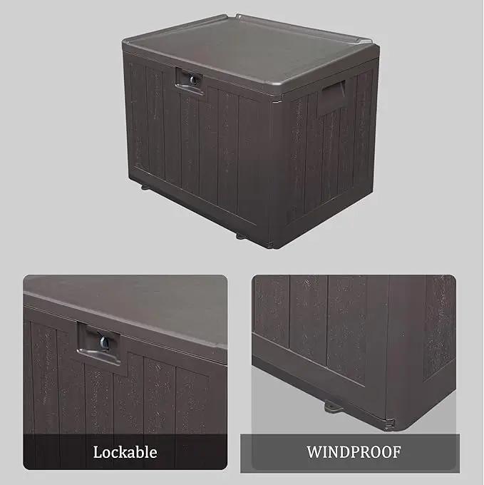 Premium Pro Edition 35 Gallon Lockable Resin Deck Box, Waterproof & UV-Resistant Outdoor Storage Box for Outdoor Storage, Garden Tools & Pool Accessories Storage, Brown by GreenHaven Gardens