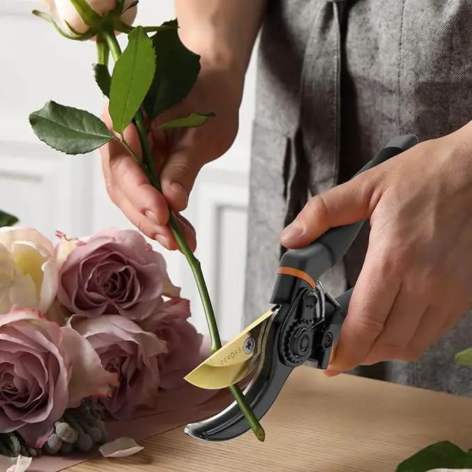 Premium Bypass Pruning Shears for your Garden - Heavy-Duty, Ultra Sharp Pruners w/Soft Cushion Grip Handle Made with Japanese Grade High Carbon Steel - Perfectly Cutting Through Anything in Your Yard by GreenHaven Gardens