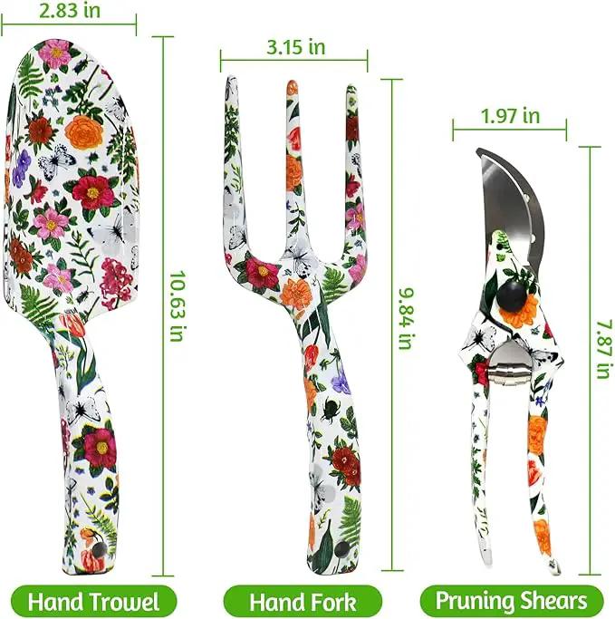 Garden Tool Set, 4 PCS Heavy Gardening Kit Heavy Duty Floral Hand Tools, Fancy Gifts for Women, Including Trowel, Sharp Pruner, Hand Rake, and Mat (White Set) by GreenHaven Gardens
