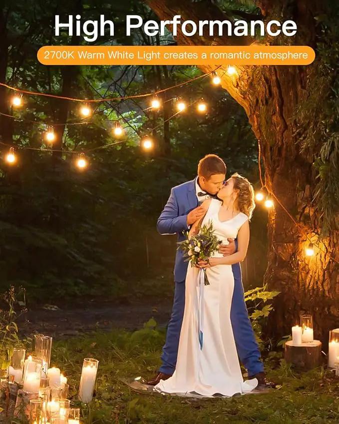 GLUROO 60FT LED Outdoor Patio Lights Waterproof with 30+2 Vintage Bulbs Shatterproof Energy Saving,2700K Hanging Edison String Lights Outside for Backyard,Bistro,Camping,Gazebo by GreenHaven Gardens