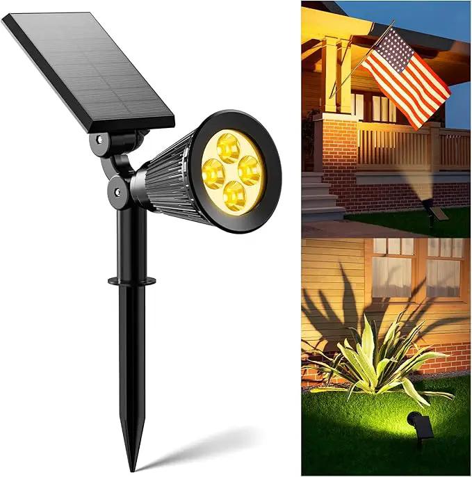 Solar Spot Lights Outdoor Waterproof for Flag, Tree, Plant, Sign, Statue, Mailbox, Bright LED Outside Landscape Flood Spotlights for Ambient Uplighting Yard, Garden, House, Backyard, Patio, Pathway by GreenHaven Gardens
