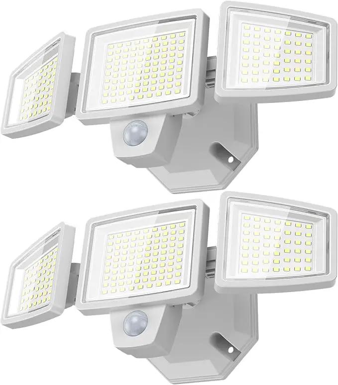 65W LED Flood Light Outdoor, 6500LM, Waterproof, 6500K Motion Sensor Flood Lights Outdoor with Adjustable 3 Head Detected Floodlight for Outside Entryway Garage, Yard, Porch, White, 2 Pack by GreenHaven Gardens