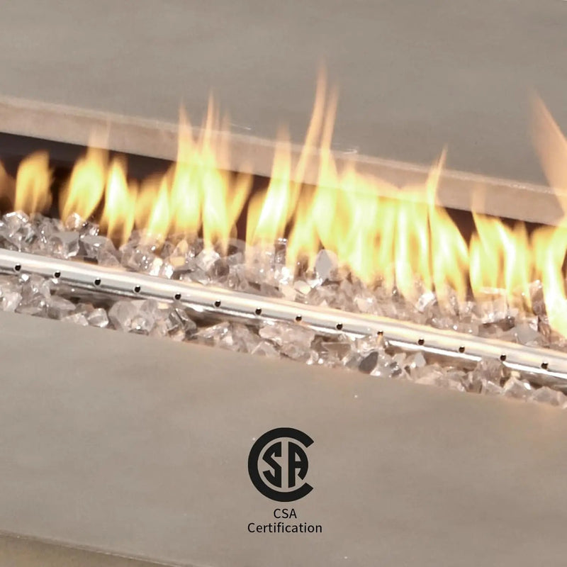 COSIEST Outdoor Propane Fire Pit Table, 56-inch x 28-inch Rectangle Gray Concrete-Like Finish, CSA Certified, 50,000 BTU Stainless Steel Burner w Transparent Gray Fire Glass, Wind Guard, Raincover by GreenHaven Gardens