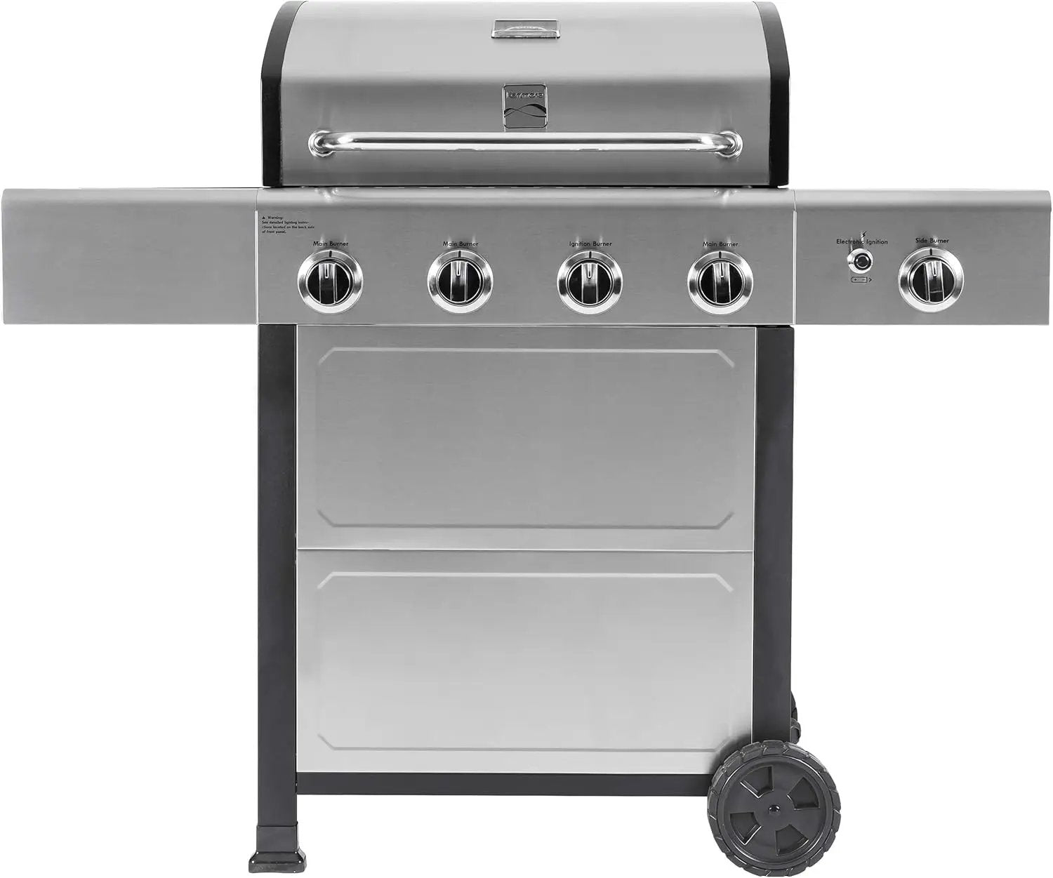 Kenmore 4-Burner Gas Grill with Side Burner, Outdoor BBQ Grill, Propane Gas Grill, Cast Iron Cooking Grates, Electronic Ignition, Warming Rack, Open Cart Design, 53000 BTUs, Stainless Steel by GreenHaven Gardens