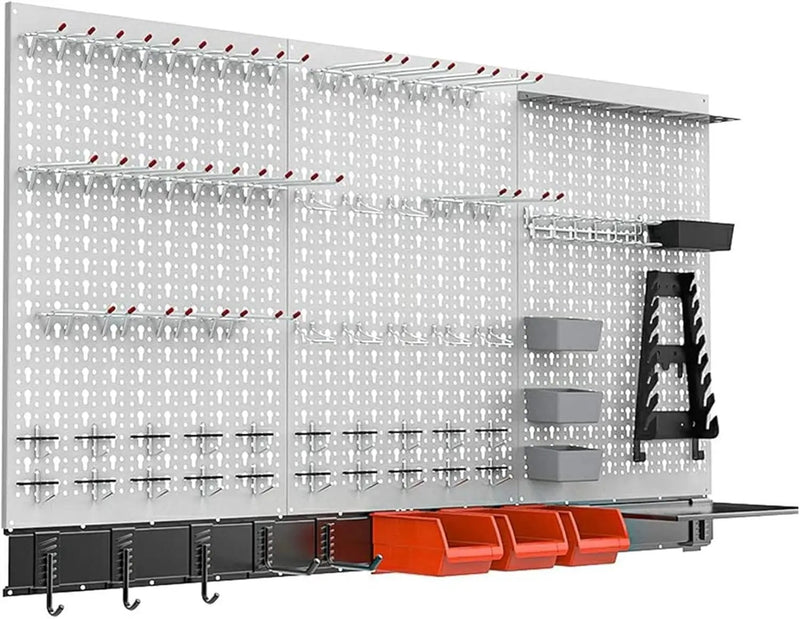 TORACK 109Pcs Pegboard Wall Organizer 4 ft. Garage Metal Pegboard Standard Utility Tool Storage Kit w/Toolboard Hooks & Pegboard Hooks Accessories, Wall Mounted Storage Bins & Shelf by GreenHaven Gardens