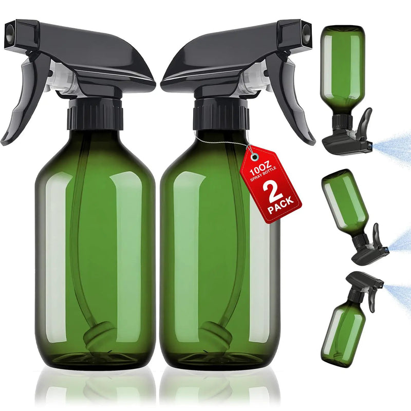 2 Packs Plastic Spray Bottles 360° Water Spray Bottle for Cleaning - 10 oz/300 ml Upside Down Spray Bottle Refillable Small Squirt Bottle with Adjustable Nozzle for Hair, Cooking, Plant, Pet (Green) by GreenHaven Gardens