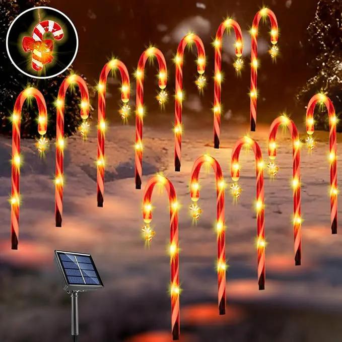 12 Pack Christmas Candy Cane Lights Outdoor Solar Pathway Lights Christmas Decorations Waterproof Driveway Walkway Markers Yard Garden Home Xmas Decor, 2-in-1 Rechargeable Solar Power by GreenHaven Gardens