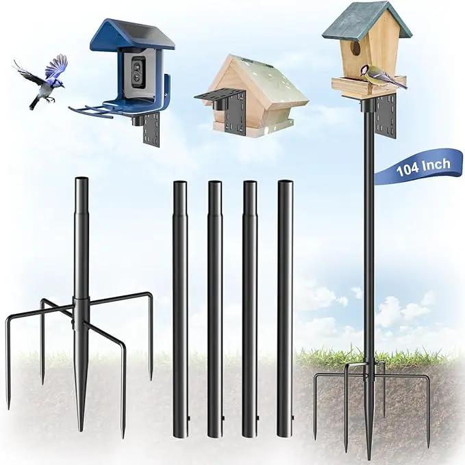 Bird Feeder Pole Stand – 104 Inch Height Feeding Station with 1-Inch Dia Heavy Duty for Hanging Feeders, Bird House Pole Mount Kit for Outdoor, Slip-Fit Connection by GreenHaven Gardens