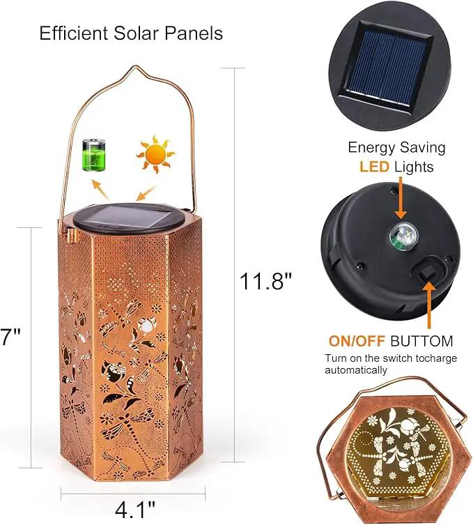 2 Pack Dragonfly Solar Lanterns Outdoor Waterproof - Birthday Gifts for Women, Men, Mom, Solar Lights Outdoor Hanging Garden Decor for Outside, Patio, Outdoor, Yard, Lawn, Balcony by GreenHaven Gardens