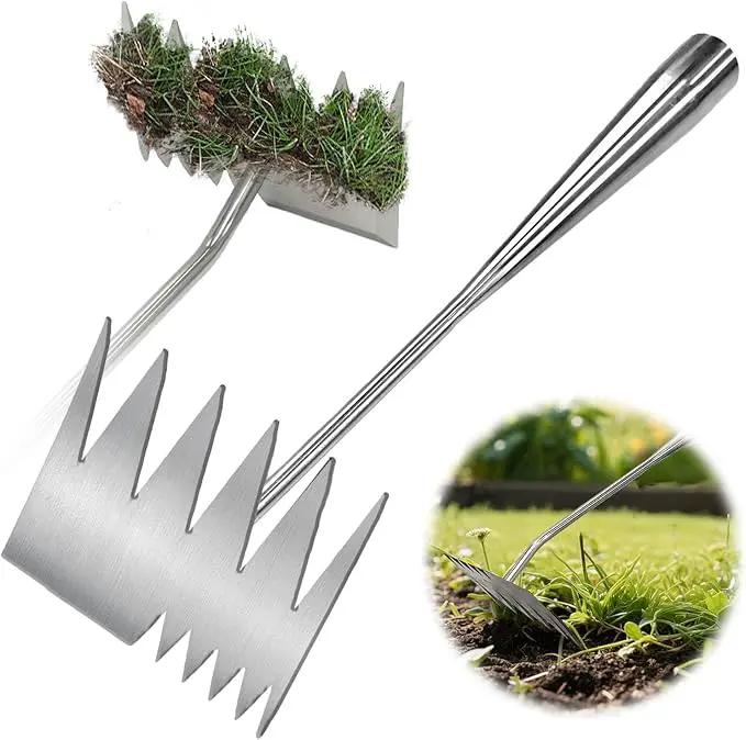 2025 Upgraded Weed Puller Tool,Portable Garden Weed Rake Uprooting Weeding Tool with Handle,6 Tooth Manganese Steel Manual Weeder Remover Tool for Gardening Backyard Farm Planting & Weeding by GreenHaven Gardens
