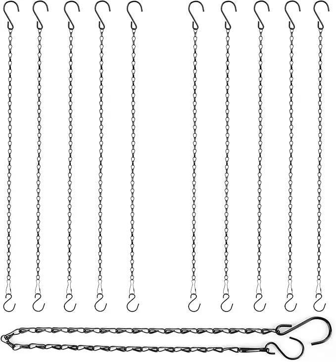 RIFNY Hanging Chains with Hooks, 10 Pieces 24 Inch Black Chain for Hanging Bird Feeders Planters Baskets Billboards Lanterns Wind Chimes Ornaments Outdoor/Indoor Use (24 inch 10pcs) by GreenHaven Gardens