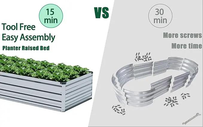 MGNO 2pcs 10x3x1FT Galvanized Raised Garden Bed-Outdoor Planter Box for Vegetables-Metal Garden Bed,Rectangle Planting Box for Herb,Flower by GreenHaven Gardens