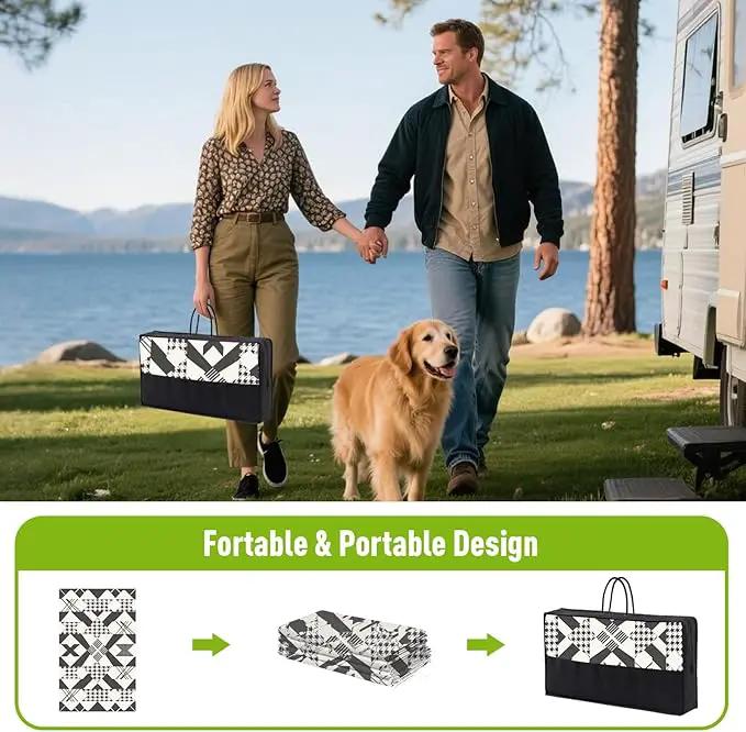 WILDROOTS 5x8 Feet Houndstooth Plastic Outdoor Rug, Stain Resistant Waterproof Reversible Outdoor Patio Rug, Fade Resistant Camping Rug by GreenHaven Gardens