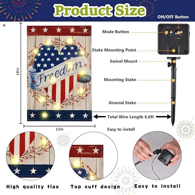 Solar Seasonal Garden Flags Set of 12, Lighted 12×18 Double-Sided Yard Flags for Outside Halloween Christmas Fall Thanksgiving Day Decorations Welcome Flag Outdoor Holiday Decor by GreenHaven Gardens