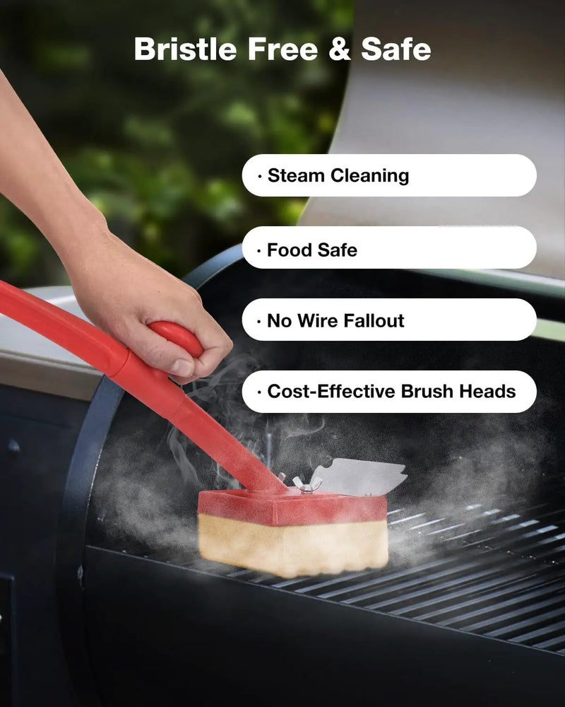 Grill Brush Bristle Free(Fire-Resistant Fabric),4 Replaceable BBQ Cleaning Head,Safe Replacement Cleaning Pad for Cast Iron or Stainless-Steel Grates (No Handle) by GreenHaven Gardens