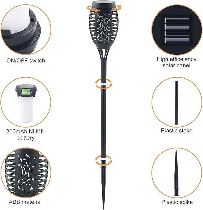 4 Pack Upgraded Solar Lights Outdoor, Mini Solar Torch Lights with Flickering Flames, Waterproof Landscape Decoration Dancing Flame Lights for Garden Pathway Yard by GreenHaven Gardens