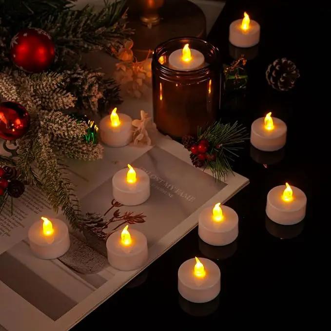 LED Tea Lights Flameless Candles: 12Pack Battery Operated Candle Realistic and Bright Flickering Holiday Gift Long Lasting 200Hours for Seasonal & Festival Celebration WarmYellow by GreenHaven Gardens