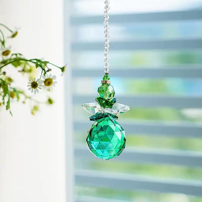 H&D Hanging Crystal Angel Suncatcher Rainbow Maker Guardian Angel Ornament for Home Window Decor (Green) by GreenHaven Gardens