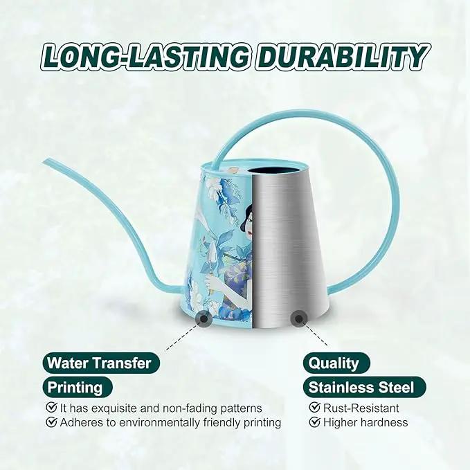 Berry&Bird House Plants Watering Can - Indoor & Outdoor 1/2 Gallon Stainless Steel Water Can with Long Spout Garden Decoration for Flower Bonsai Succulent Gardening Large Water Bottle (2L, Magnolia) by GreenHaven Gardens