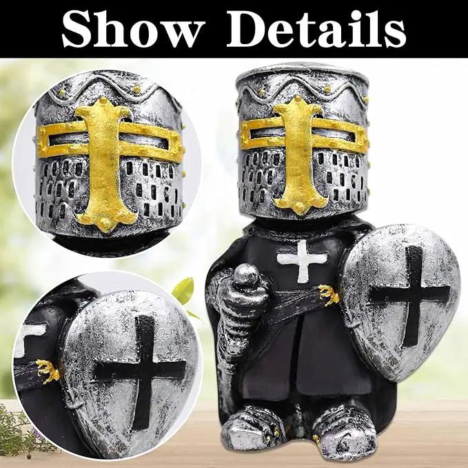 nezababy 8 pcs Knight Gnomes Guard Garden Statue Decoration Medieval Wee Crusader Battle Swordsman Fighting Outdoor Figurines Lawn Decor Resin (G) by GreenHaven Gardens