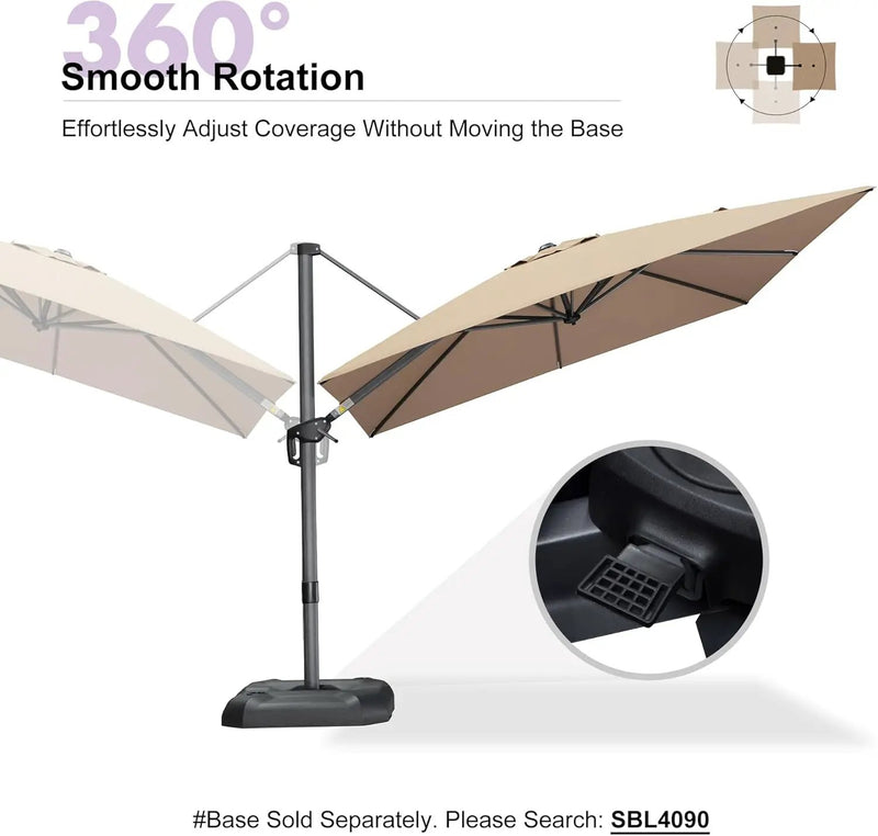 PURPLE LEAF 9 Feet Patio Umbrella Outdoor Cantilever Square Umbrella Aluminum Offset Umbrella with 360-degree Rotation for Garden Deck Pool Patio Taupe by GreenHaven Gardens
