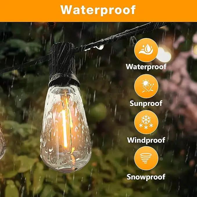 GLUROO 60FT LED Outdoor Patio Lights Waterproof with 30+2 Vintage Bulbs Shatterproof Energy Saving,2700K Hanging Edison String Lights Outside for Backyard,Bistro,Camping,Gazebo by GreenHaven Gardens