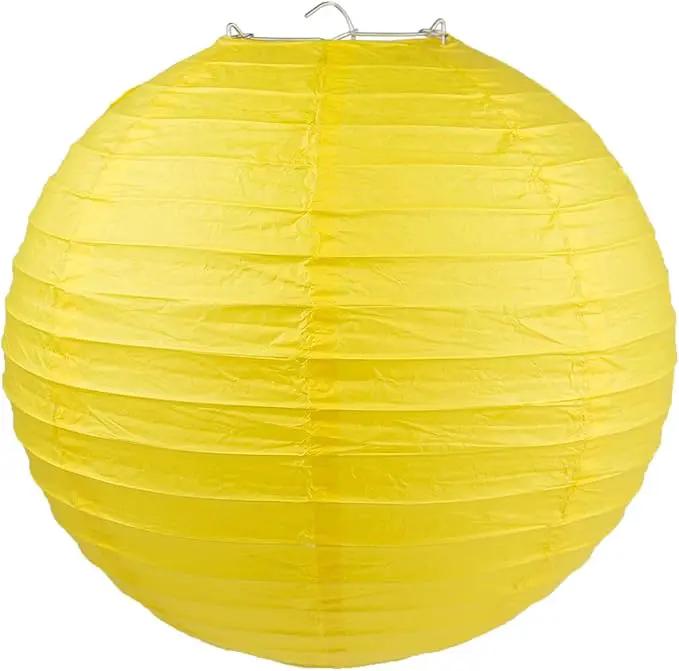 WYZworks Round Paper Lanterns 10 Pack (Yellow, 14") - Hanging Paper Lanterns Lamp for Wedding, Birthday, Party and Home Decorations with 8", 10", 12", 16" Option by GreenHaven Gardens