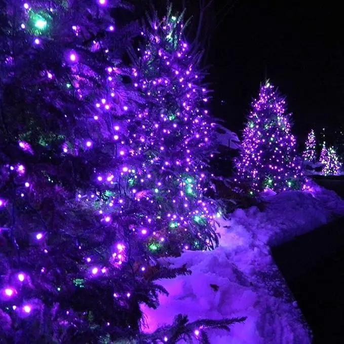 Toodour Solar Christmas Lights Outdoor, 200 LED 8 Modes Christmas String Lights, Waterproof Solar Light String for Garden, Patio, Fence, Holiday, Party, Balcony, Outdoor Christmas Decorations - Purple by GreenHaven Gardens