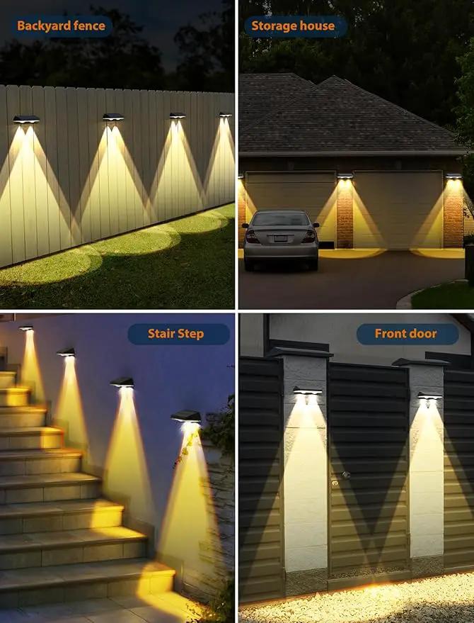 Solar Fence Lights ,Warm White & Cold White & Mixed Color 3 Modes Lens LED Dusk to Dawn Deck Light, Fence Solar Lights Outdoor Waterproof,Solar Outdoor Lights for Backyard/Railing/Wall set of 20 by GreenHaven Gardens