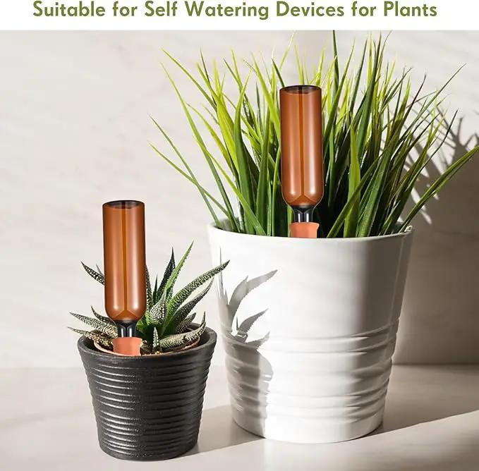 Baderke 12 Set Plant Watering Devices, Terracotta Watering Spikes with 25 oz Plastic Wine Bottles, Slow Release Vacation Insert Automatic Plant Waterer Device for Indoor Outdoor by GreenHaven Gardens