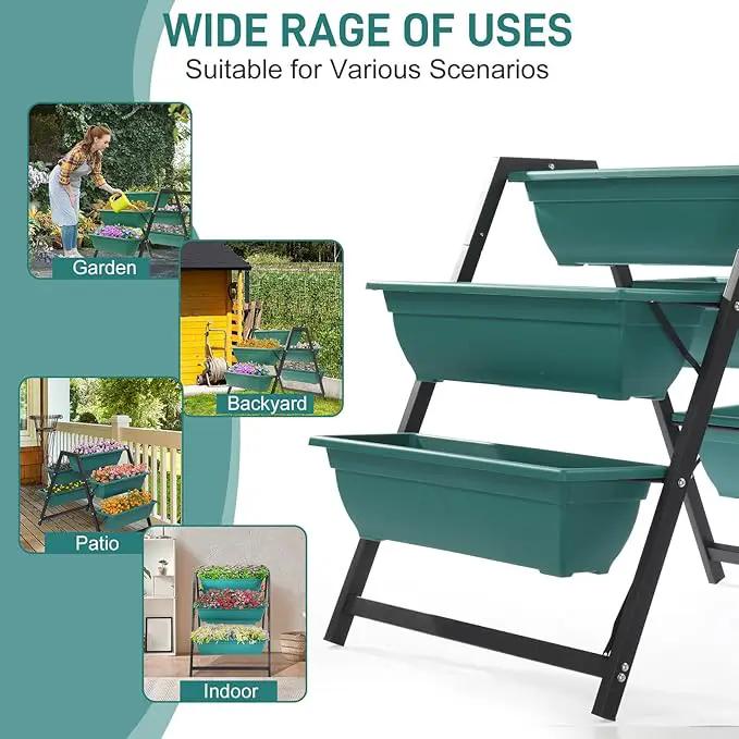 Outvita Green Raised Garden Planter Bed, Tiered Planter Stand with 5 Boxes, Vertical Raised Garden Bed for Herbs, Flowers, Vegetables in Patio Balcony Indoor Outdoor by GreenHaven Gardens
