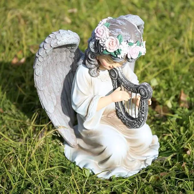 Solar Garden Statues Outdoor Angels Lights, Unique Housewarming Garden Gifts for Women Mom Wife Grandma and Sisters，Cute Angels Sculpture Decoration for Patio, Terrace, Balcony, Lawn by GreenHaven Gardens