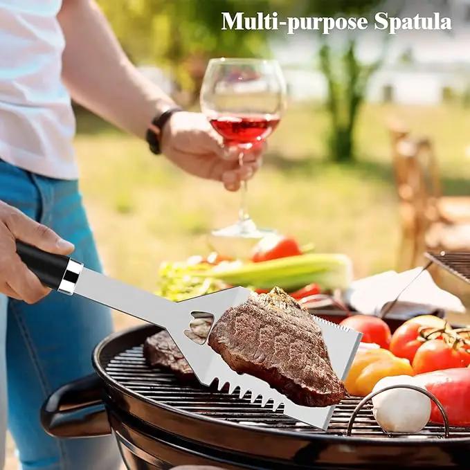 ROMANTICIST 25pcs Extra Thick BBQ Grill Accessories, Fathers Day Grilling Gifts Set for Men Dad, Heavy Duty Grill Tools Utensils Kit with Spatula, Tongs in Aluminum Case for Birthday Black by GreenHaven Gardens