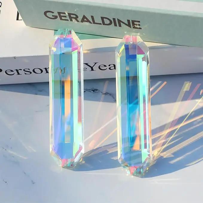 2 Pack 5" Large Crystal Sun Catchers, HYBEADS Hanging Ornaments for Windows Retangle Prism Suncatchers for Garden Home Decor Office Living Room Windows Crystal Rainbow Maker by GreenHaven Gardens