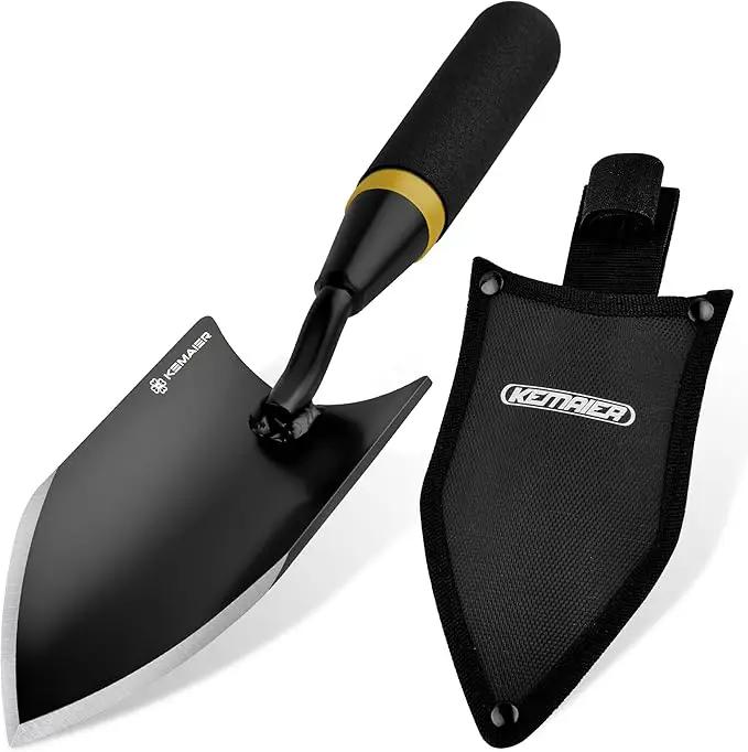 Heavy-Duty Gardening Hand Trowel with Sheath - Stainless Steel Garden Shovel Featuring a Rubberized Handle, Perfect for Diligent Farmers' Soil Planting, Digging, and Transplanting by GreenHaven Gardens