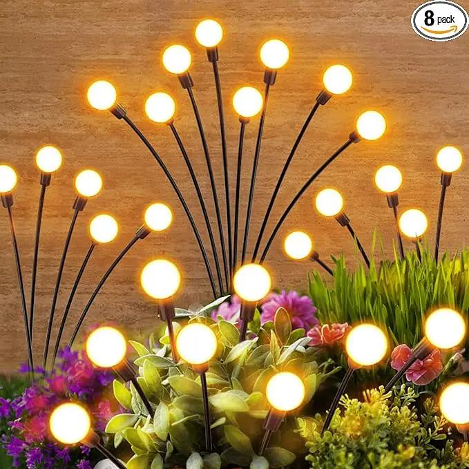 Solar Lights Outdoor Waterproof: 8 Pack 64 LED Firefly Garden Solar Powered Lamps - Bright Outside Pathway Lighting Modern Yard Patio Decorations - 2025 Unique Design Sway by Wind & Dancing by GreenHaven Gardens