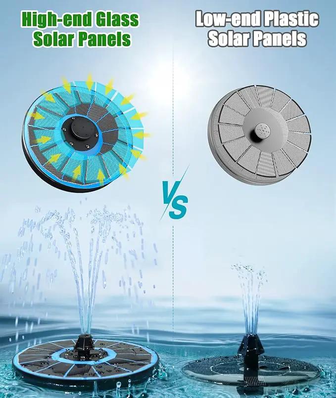 SZMP Solar Fountain Pump Upgraded 100% Glass Panel, 3.5W Solar Powered Fountain Built-in 2000 Battery with 7 Nozzle & 4 Fixer, Solar Fountain for Bird Bath, Pond, Fish Tank, Outdoor (Colorful) by GreenHaven Gardens