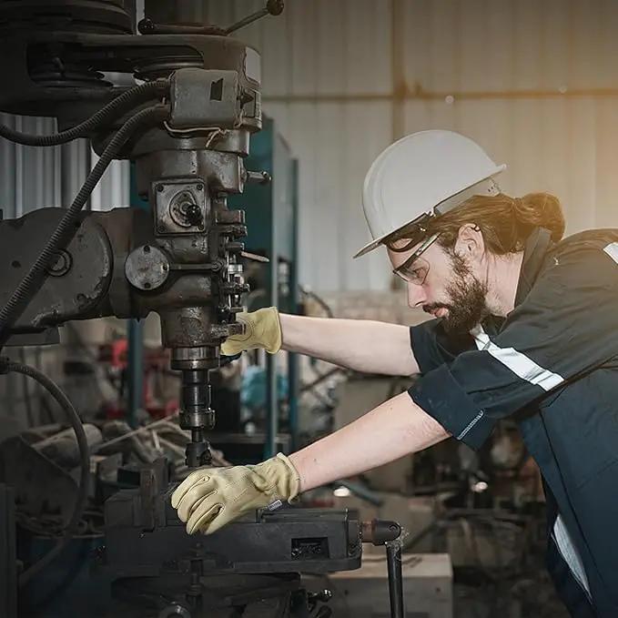 HLDD HANDLANDY Leather Work Gloves for Men & Women, Adjustable Wrist Cowhide Gardening Glove with Reinforced Palm for Driver by GreenHaven Gardens
