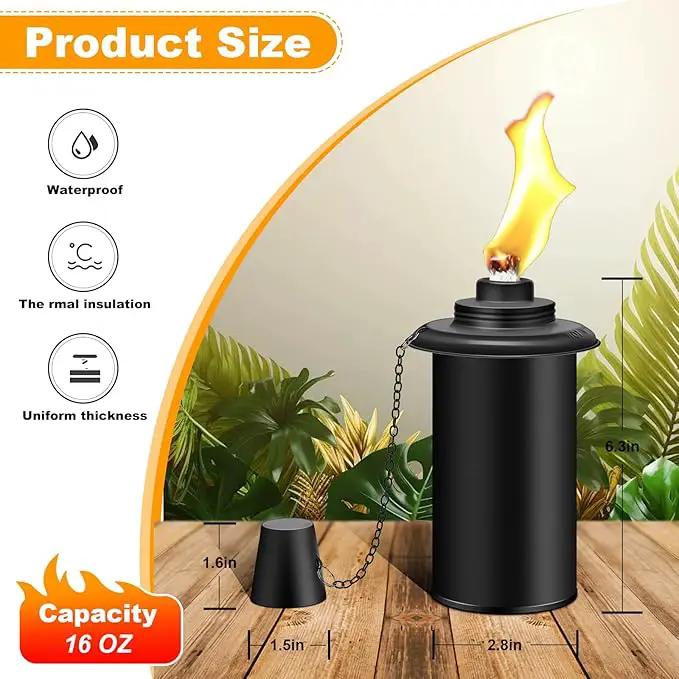4 Pack Torch Canisters,16oz Replacement Torch Refillable Canisters with Wicks,Caps, Outdoor Citronella Fuel Torch Canister for Luau Party, DIY Garden Decor. by GreenHaven Gardens