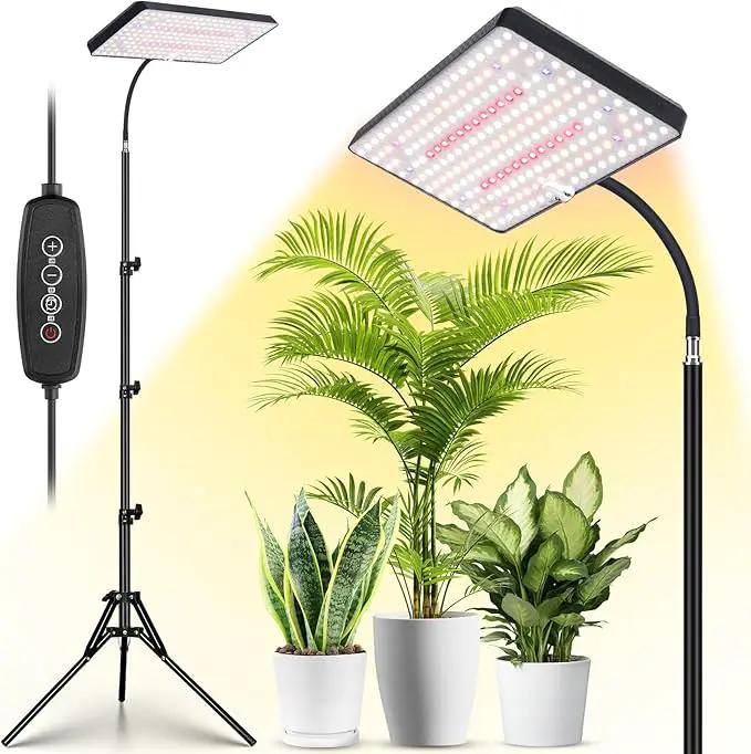 2024 LBW Grow Lights for Indoor Plants Full Spectrum with Stand,214 LEDs Standing Plant Lights for Indoor Growing,Floor Grow Plant Lamp with 4/8/12H Timer,6 Brightness Levels,75" Adjustable Tripod by GreenHaven Gardens