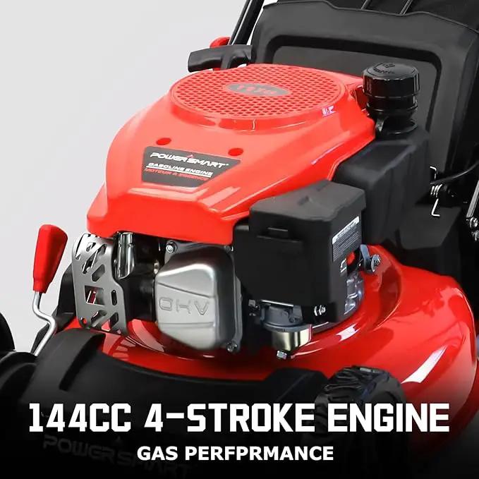 PowerSmart Lawn Mower Gas Powered, 18-Inch 144cc Engine 3-in-1 Walk-Behind Push Lawn Mower, Oil Included by GreenHaven Gardens