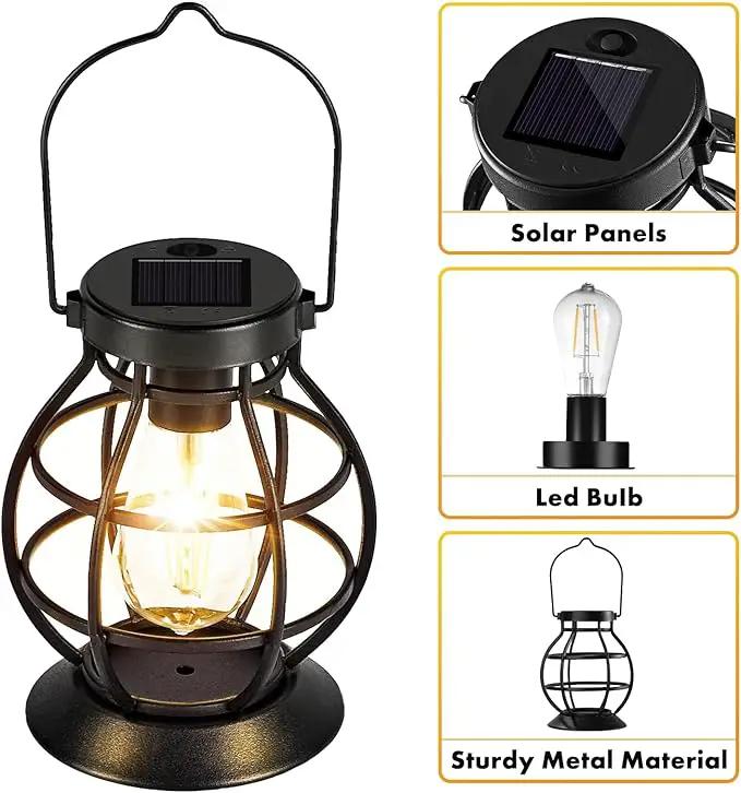 2 Pack Solar Lanterns Outdoor Hanging Lantern Lights, Metal Decor Lantern, Waterproof LED Decorative Garden Light - Garden Decoration for Patio, Yard, Pathway, Landscape by GreenHaven Gardens