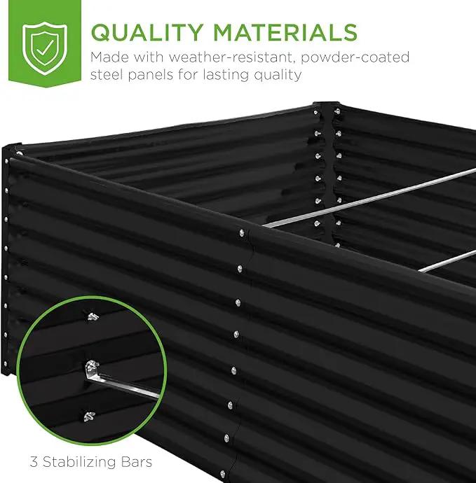 Best Choice Products 8x4x2ft Outdoor Metal Raised Garden Bed, Deep Root Planter Box for Vegetables, Flowers, Herbs, and Succulents w/ 478 Gallon Capacity - Black by GreenHaven Gardens