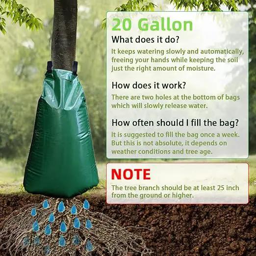 1 Pack Tree Watering Bag, 20 Gallon Slow Release Watering Bag for Trees, Premium PVC Shrub Watering Bag with Heavy Duty Zipper, Sturdy Reusable Drip Irrigation Bag by GreenHaven Gardens