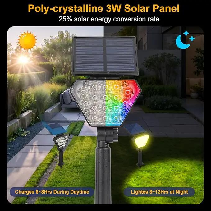 T-SUN Solar Spotlights Outdoor 6Pack Solar Landscape Spot Lights Color Changing IP65 Waterproof Auto On/Off for Garden Yard Lawn Pathway by GreenHaven Gardens