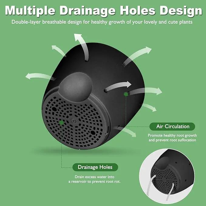 6 Inch Orchid Pots with Holes, 2 Pack Self Watering Planters for Orchids Plastic Orchid Pot Plant Flower Pots for Orchids Indoor Outdoor (Black with Brown) by GreenHaven Gardens