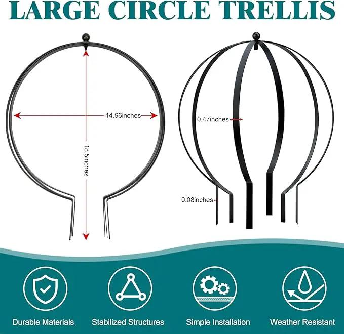 2 Pcs Large Metal Circle Trellis Garden Obelisk Sculpture Globe Trellis for Climbing Plants Outdoor Potted Round Planter Trellis Garden Decor for Patio Doorway Black 18.50 x14.96'' by GreenHaven Gardens