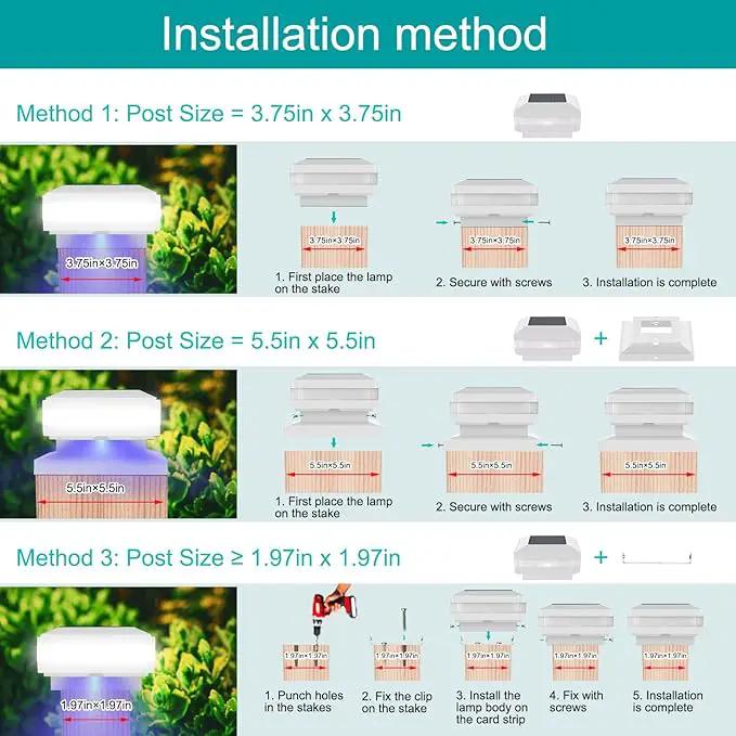 Sumaote Solar Post Cap Light, 52 LED 160LM 6x6 Solar Post Lights, IP65 Waterproof Outdoor for 4x4 5x5 6x6 Wooden Posts, 6000K White SMD Lighting for Deck Fence Garden Porch, White Shell, 4 Pack by GreenHaven Gardens